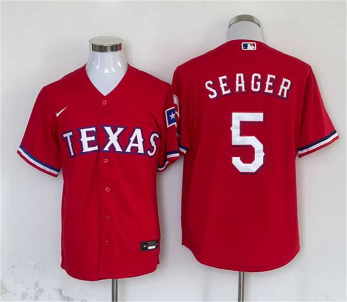 Men%27s Texas Rangers #5 Corey Seager Red With Patch Cool Base Stitched Baseball Jersey->texas rangers->MLB Jersey